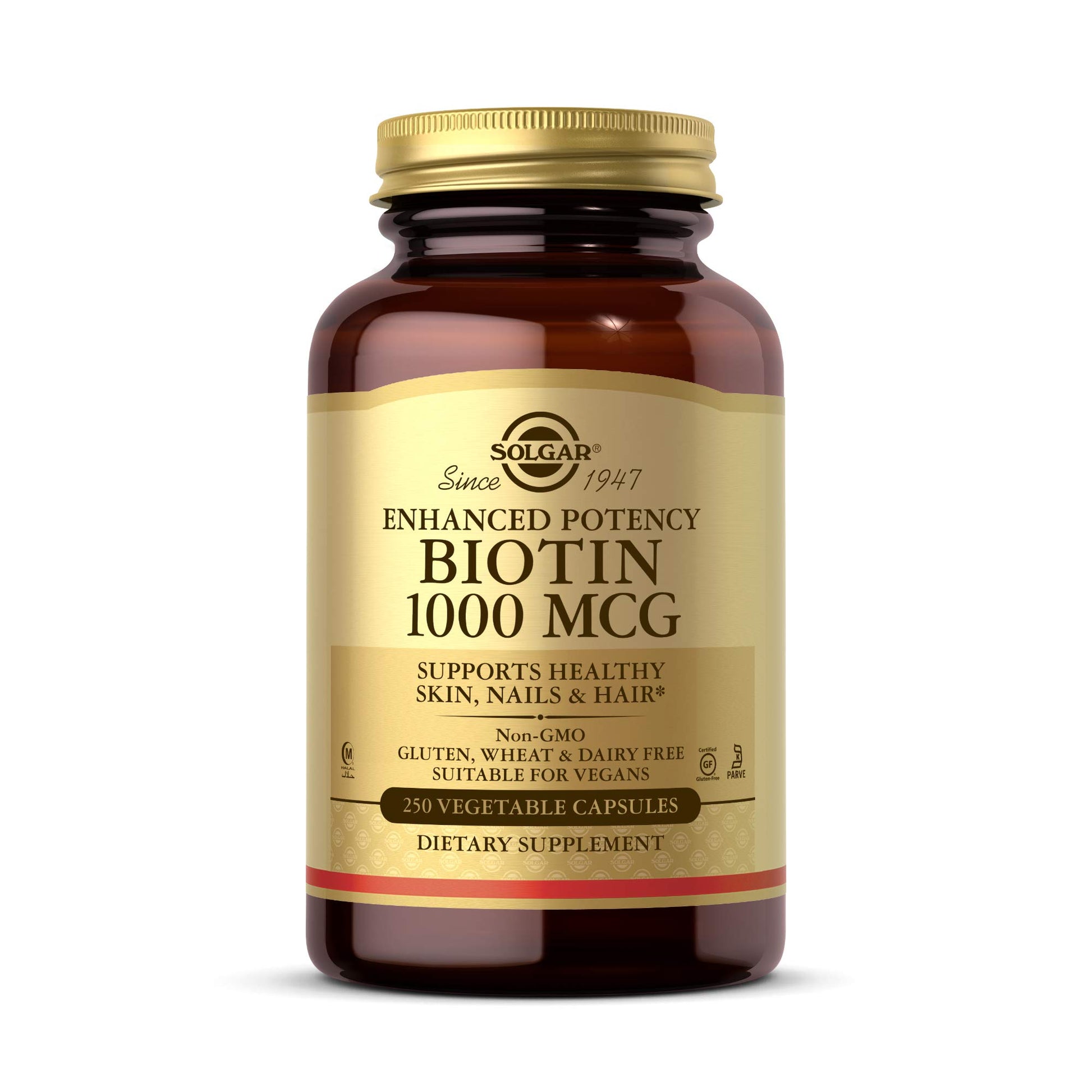 Botella Solgar Biotina 1000 mcg 250 cápsulas vegetales