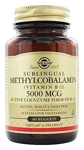 Botella Solgar Metilcobalamina vitamina B12 5000 mcg 60 nuggets