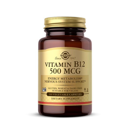Botella Solgar vitamina B12 500mcg 100 cápsulas vegetales
