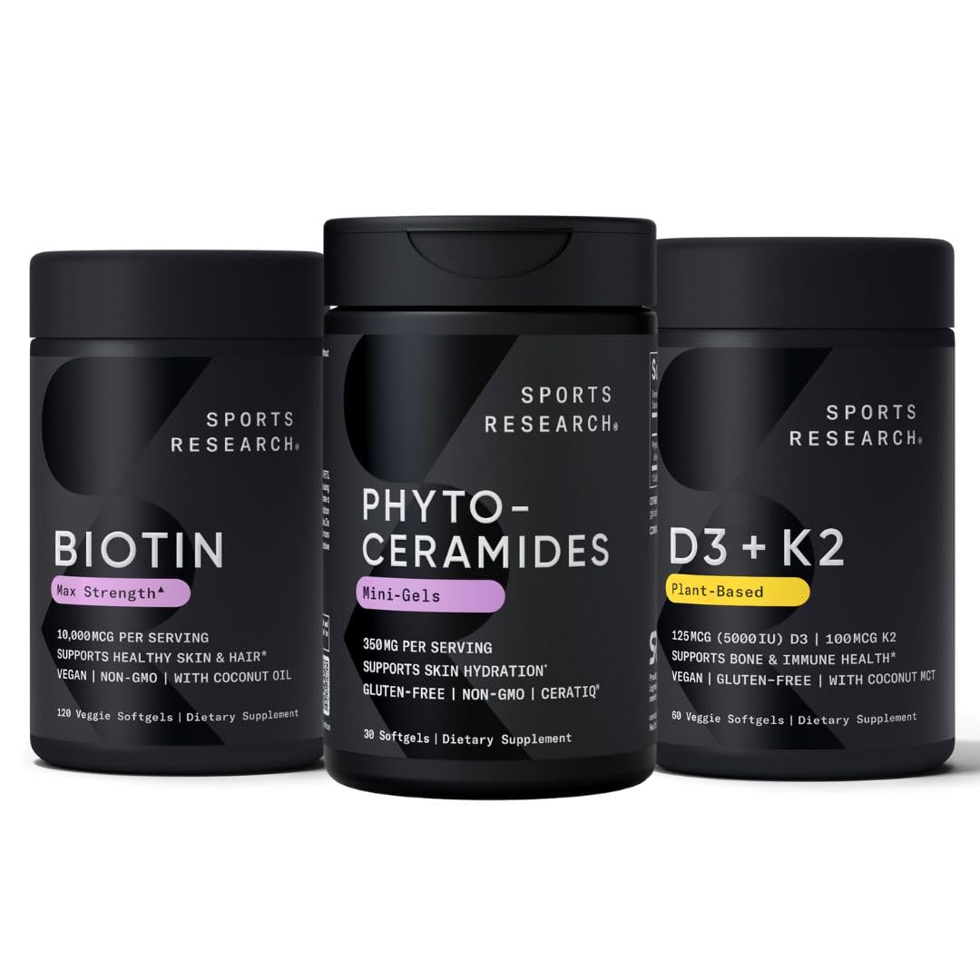 Botella Sports Research Vitamina D3 K2 y Biotina Vegana