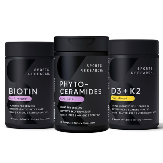 Botella Sports Research Vitamina D3 K2 y Biotina Vegana