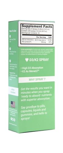Botella del spray de vitamina d3 k2 de Spectraspray para uso oral
