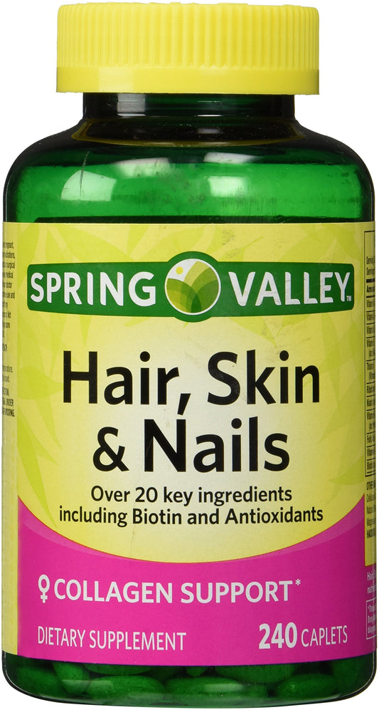 Botella Spring Valley Biotina y Colágeno 240 tabletas