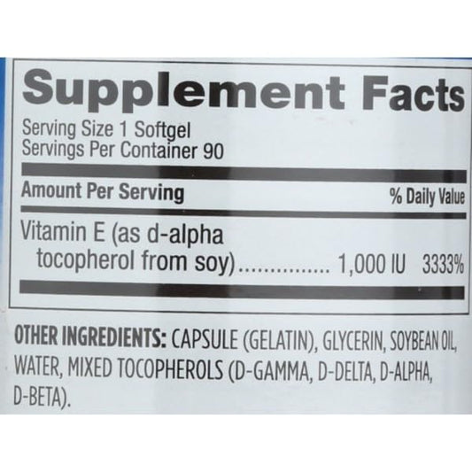 Botella Sprouts Vitamina E 1000 UI 90 cápsulas blandas