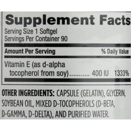 Botella Sprouts Vitamina E 400 UI 90 cápsulas blandas