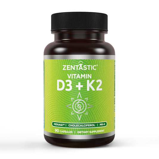 Botella suplemento Zentastic con vitaminas D3 K2 y magnesio