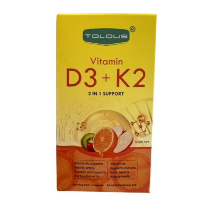 Botella suplementaria vitamina D3 y K2 TOLOUS 120 cápsulas