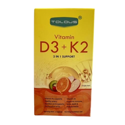 Botella suplementaria vitamina D3 y K2 TOLOUS 120 cápsulas