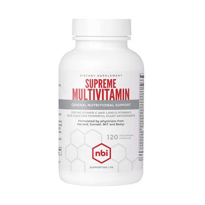 botella de suplemento multivitamínico nbi 120 cápsulas