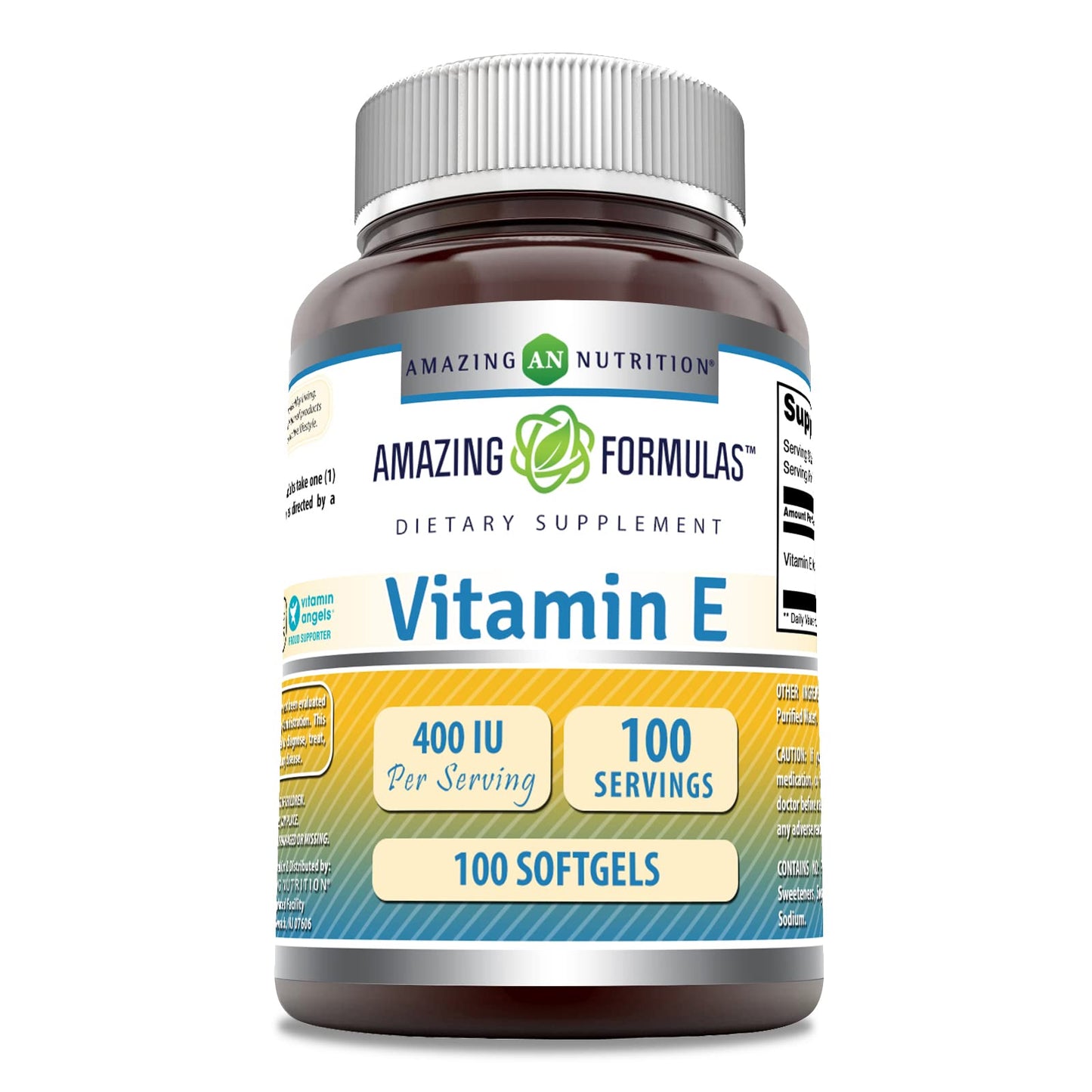 Botella suplemento Amazing Formulas Vitamina E 400 UI 100 softgels