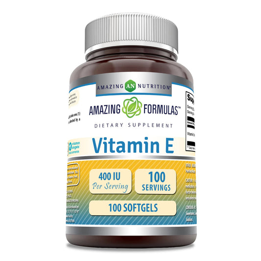 Botella suplemento Amazing Formulas Vitamina E 400 UI 100 softgels