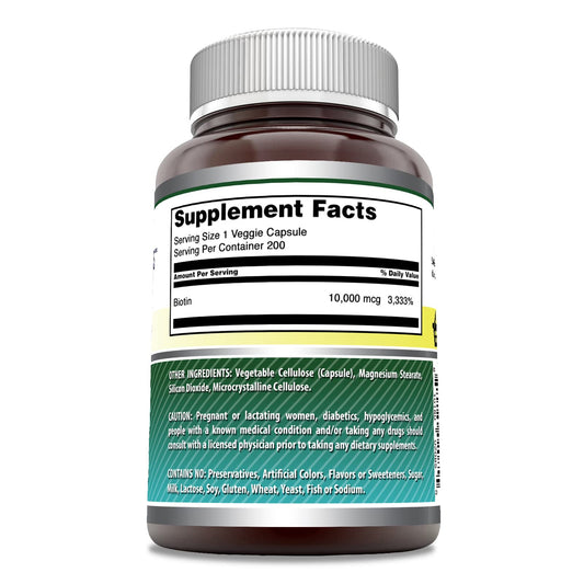 Botella de suplemento biotina Amazing Formulas 200 cápsulas