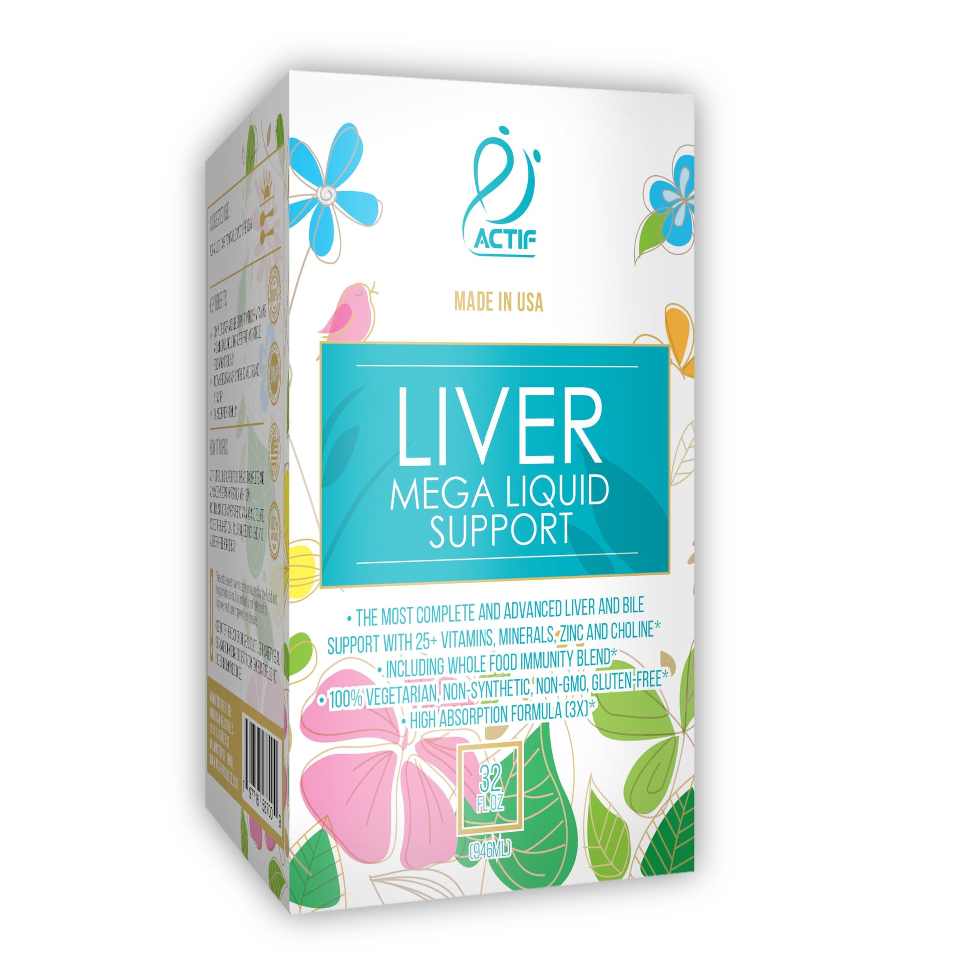 Botella suplemento líquido Actif Liver Mega para salud hepática