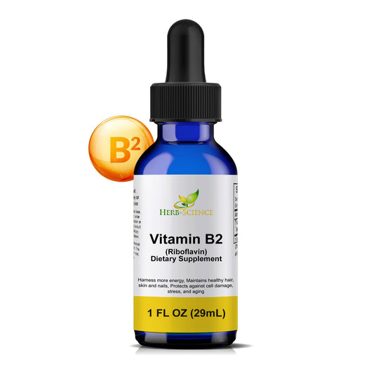 Botella suplemento líquido Vitamina B2 Herb-Science 1 onza