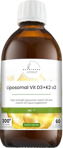 Botella de suplemento líquido liposomal vitamina D3 y K2 nutrixpro