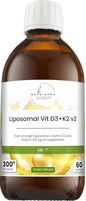 Botella de suplemento líquido liposomal vitamina D3 y K2 nutrixpro