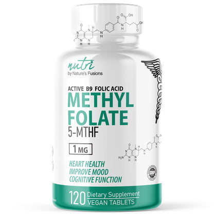 Botella suplemento metilfolato 5-MTHF Nature's Fusions 120 tabletas