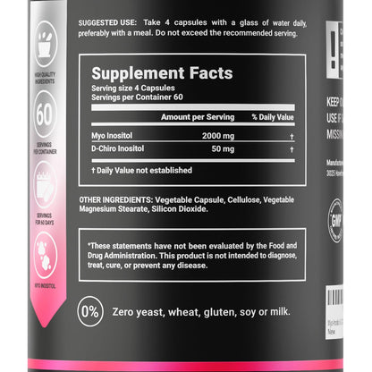 Botella de suplemento Mio Inositol y D-Chiro Inositol B Life