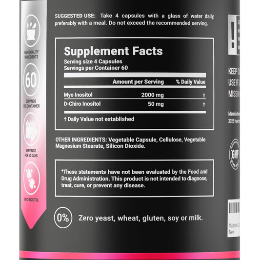Botella de suplemento Mio Inositol y D-Chiro Inositol B Life