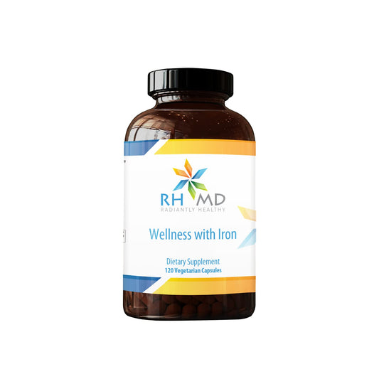 Botella de suplemento multivitamínico RHMD con hierro 120 cápsulas