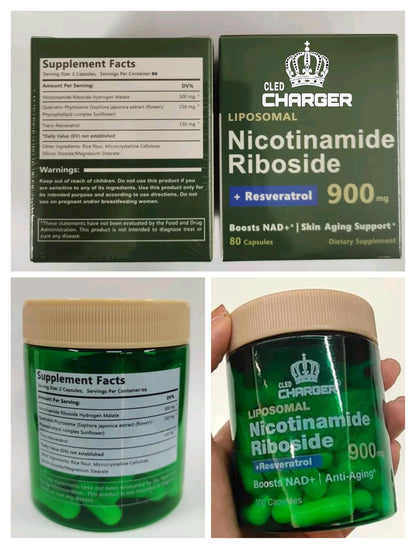 Botella suplemento NAD+ Cled Charger vista superior
