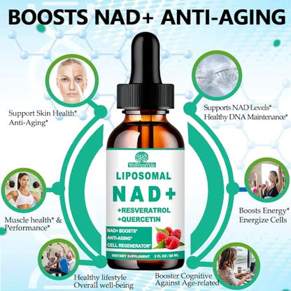 Botella de suplemento NAD liposomal con ingredientes saludables