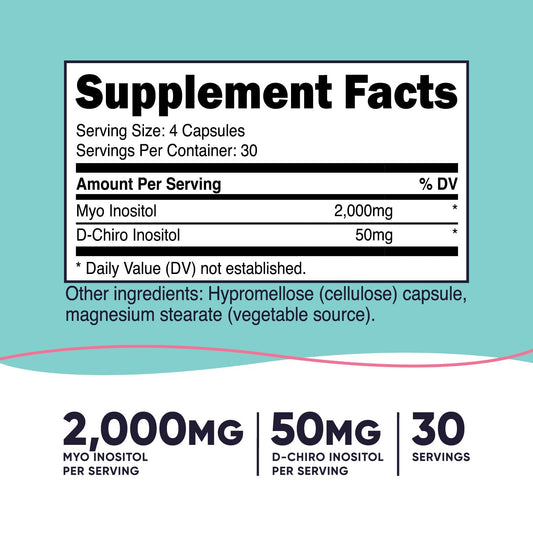 Botella suplemento Nutricost Myo y D-Chiro Inositol mujeres