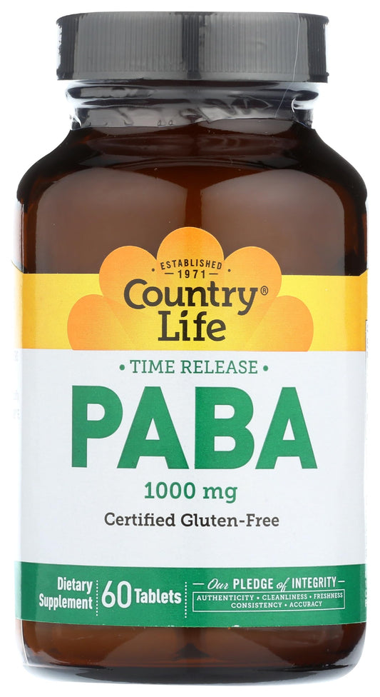 Botella de suplemento PABA 1000 mg de Country Life