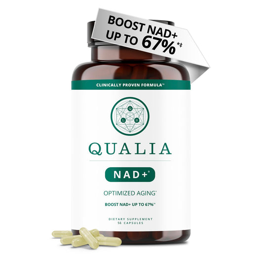 Botella de suplemento Qualia NAD para aumentar NAD+