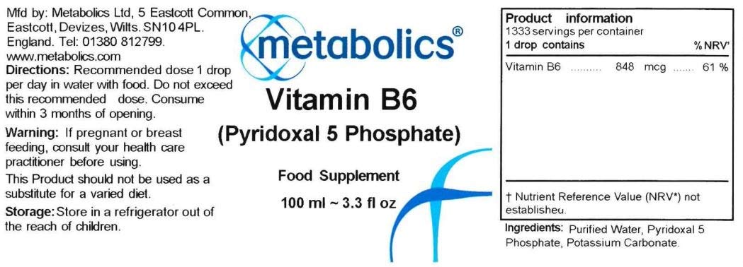 Botella de suplemento vitamina B6 concentrada Metabolics