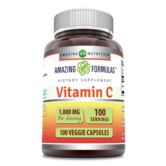 Botella de suplemento vitamina C 1000mg Amazing Formulas