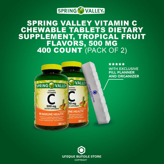 Botella de suplemento vitamina C 500 mg Spring Valley