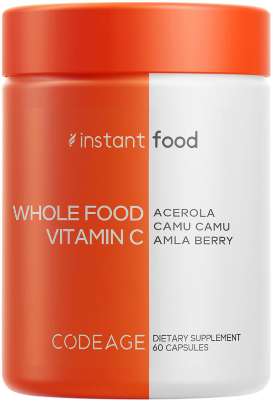 Botella suplemento vitamina c alimentos integrales Codeage