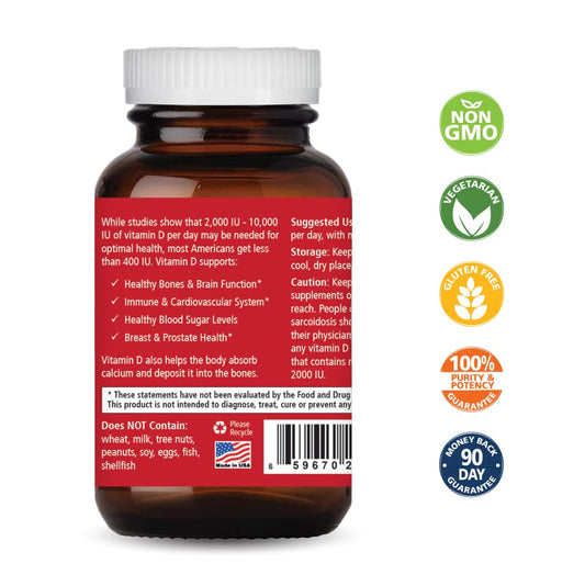 Botella suplemento vitamina d 5000 ui Pure Essence Labs 30 cápsulas