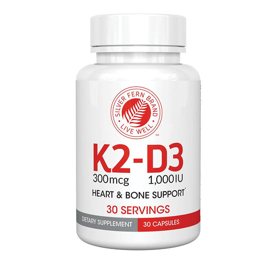 Botella de suplemento de vitamina K2-D3 Silver Fern
