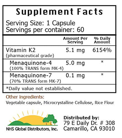 Botella suplemento vitamina k2 vK2 MK4 MK7