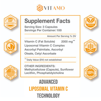 Botella de suplemento Vitamo vitamina c liposomal