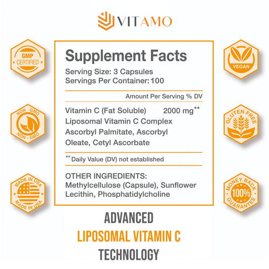 Botella de suplemento Vitamo vitamina c liposomal