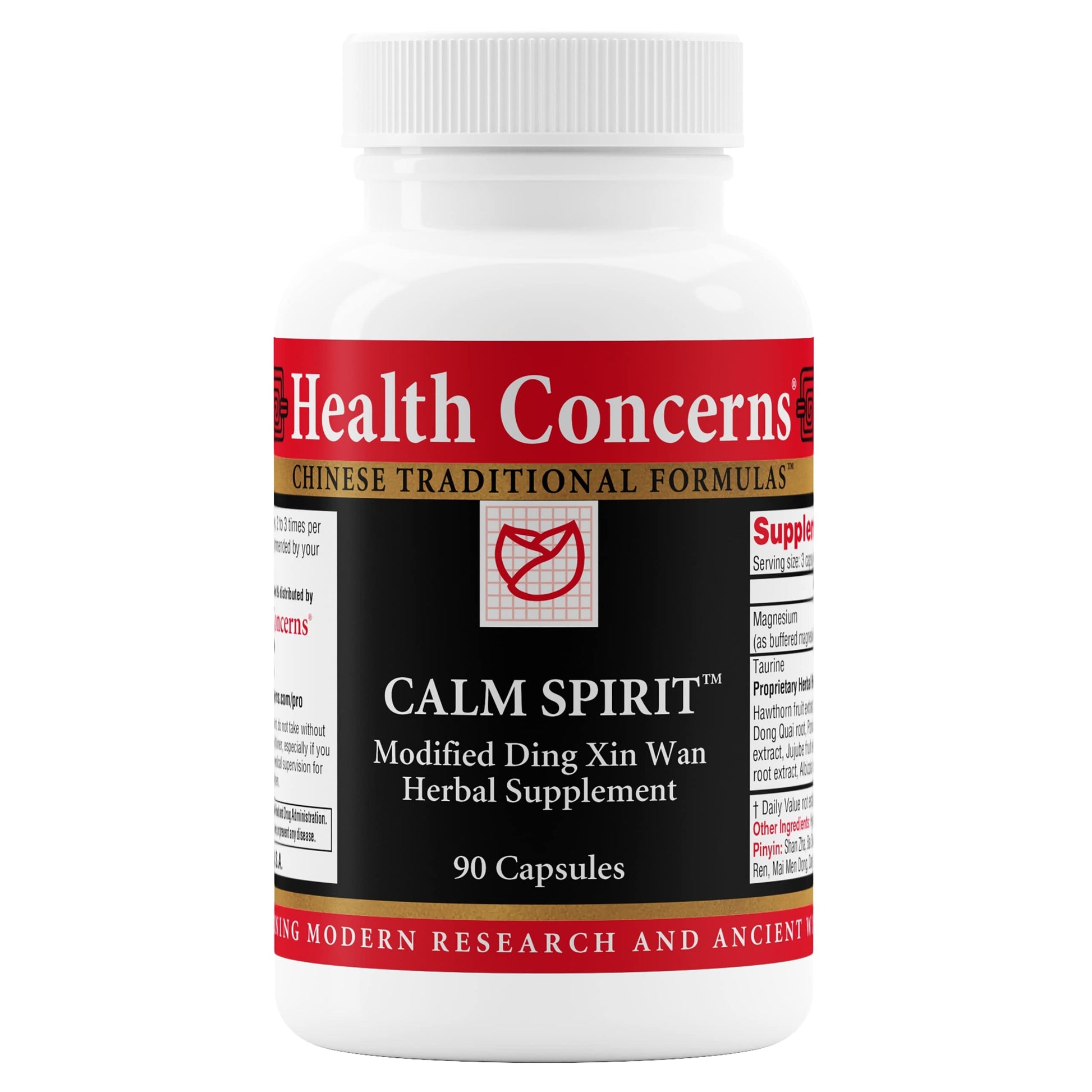 Botella de suplementos Calm Spirit de Health Concerns con 90 cápsulas
