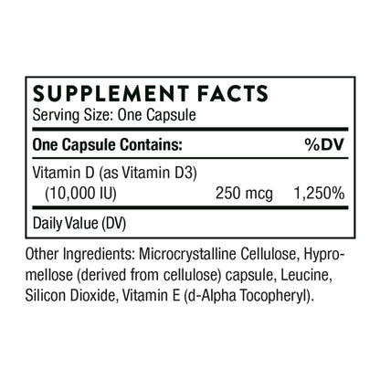 Botella THORNE suplemento vitamina D3 sin gluten y lácteos