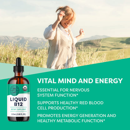 Botella Vimergy vitamina b12 líquida orgánica y natural