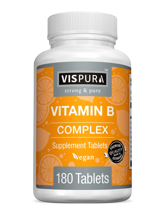 Botella VISPURA complejo vitamina B 180 tabletas veganas suplemento