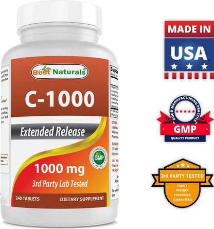 Botella visual suplemento Best Naturals con ácido fólico y vitamina C