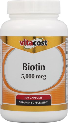 Botella Vitacost biotina 5000mcg 300 cápsulas vitaminas