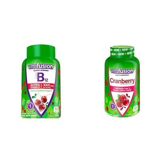 Botella Vitafusion gomitas vitamina B12 extra fuerte sabor cereza 90 unidades