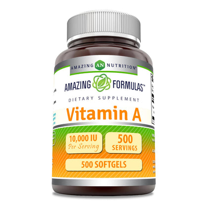 Botella suplemento vitamina A Amazing Formulas 500 softgels