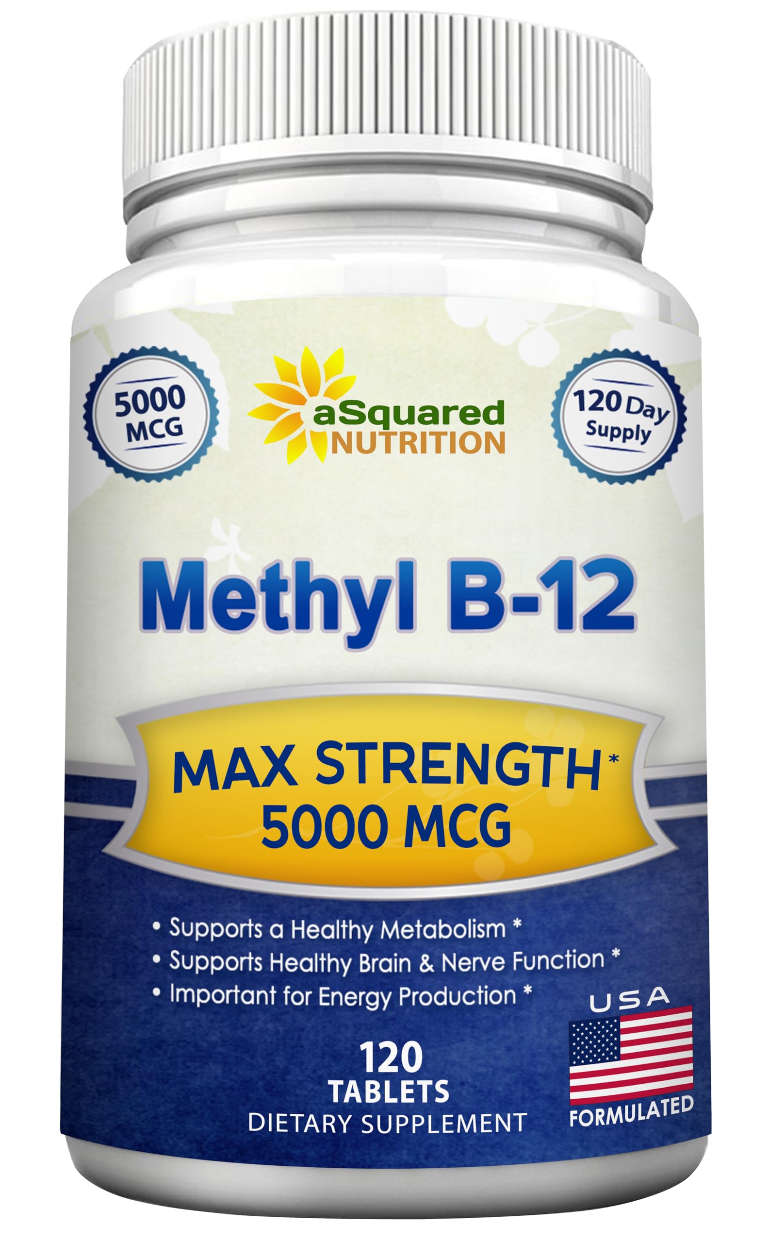 Botella vitamina b12 5000 mcg aSquared Nutrition 120 tabletas