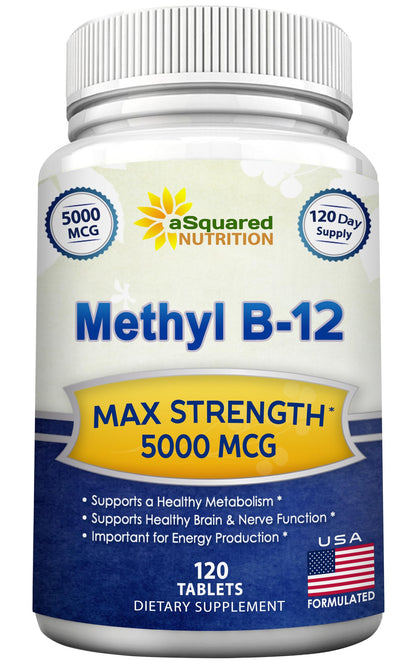 Botella vitamina b12 5000 mcg aSquared Nutrition 120 tabletas