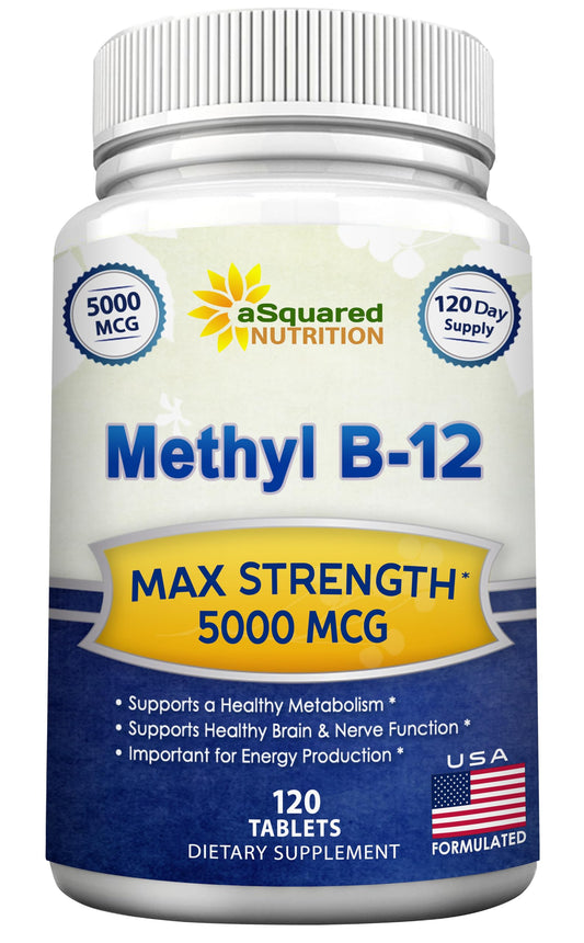 Botella vitamina b12 5000 mcg aSquared Nutrition 120 tabletas