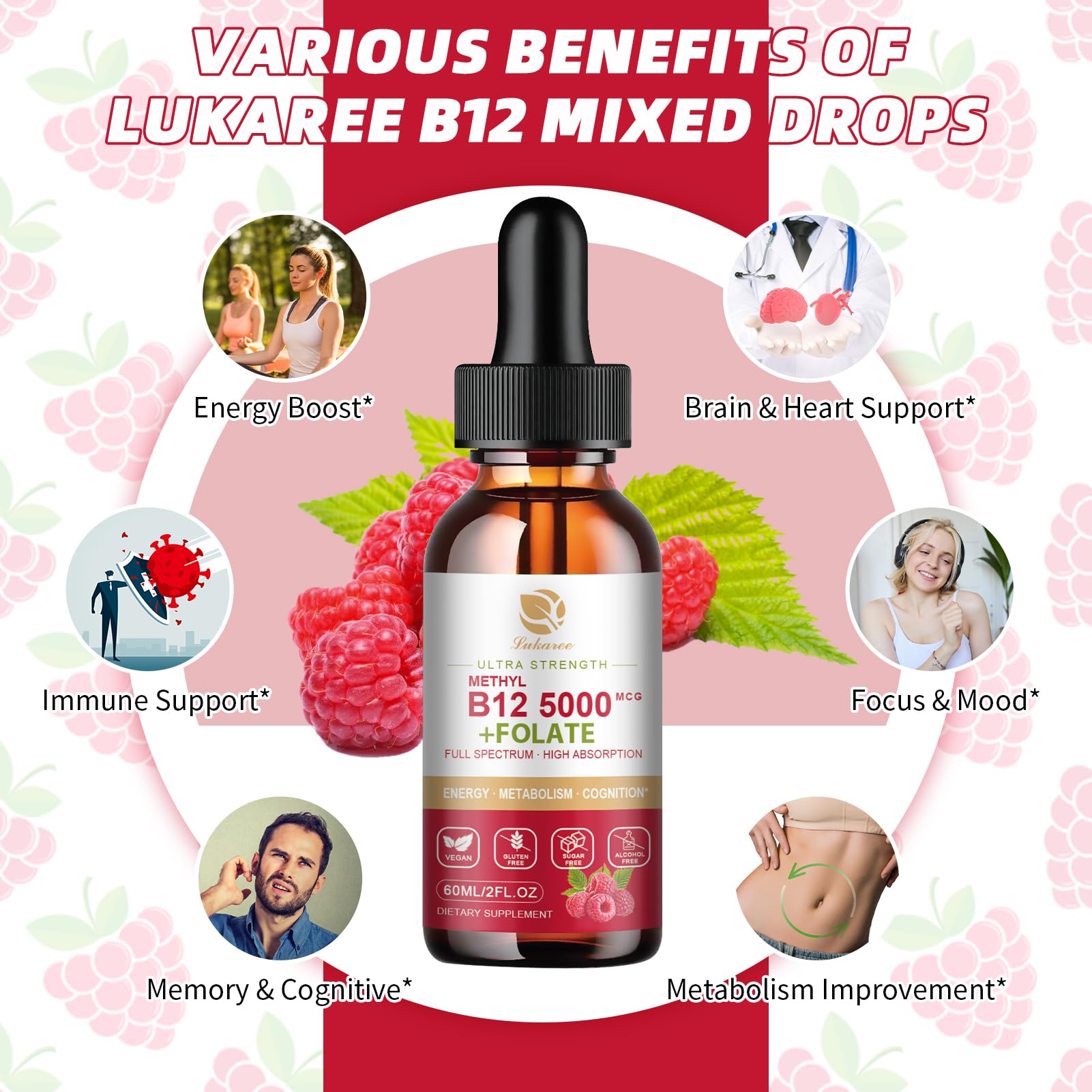 Botella vitamina B12 full espectro Lukaree vegana